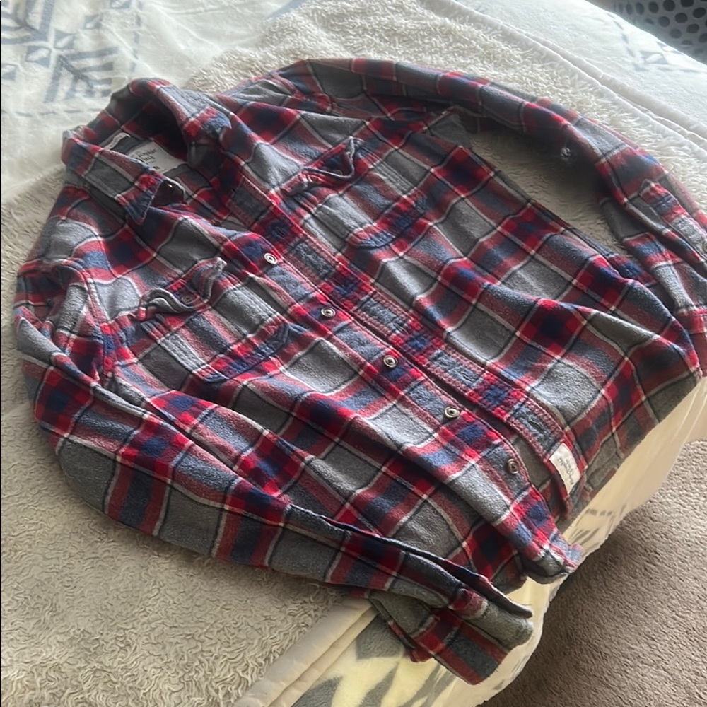 Abercrombie & Fitch Red Plaid Flannel Shirt M